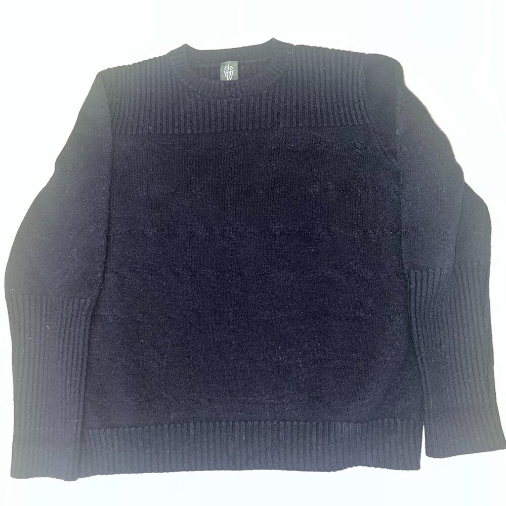 ✨ Eleventy Navy Blue Italian Wool Fleece Sweater – Women’s Small (Tagged XL) ✨